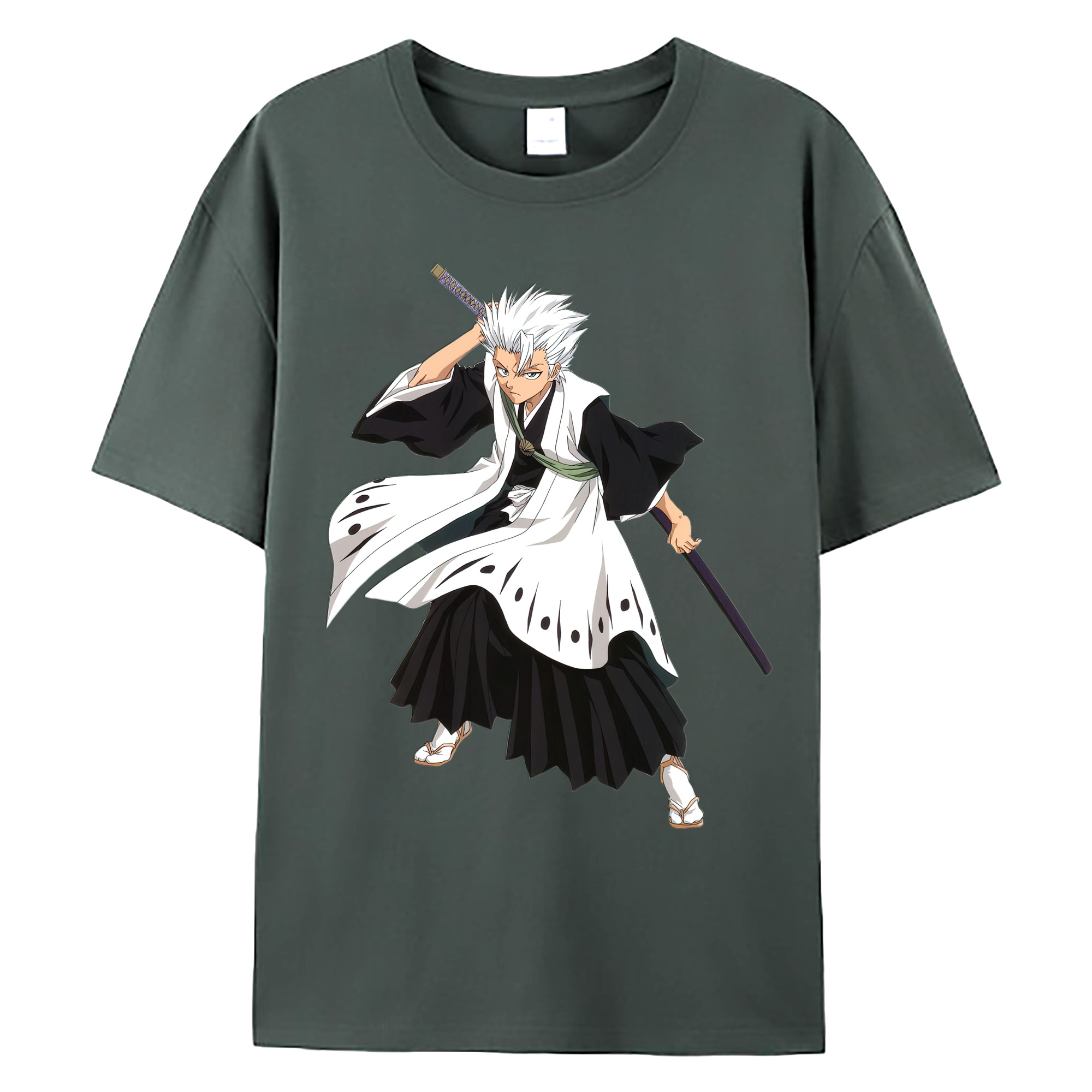 （画像用） ブリーチ 日番谷冬獅郎（ひつがや とうしろう） BLEACH Hitsugaya Toushirou 綿100％ メンズ半袖Tシャツ｜肌触りやわらか＆通気性